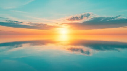 Obraz premium Serene sunset over calm water, vibrant colors reflecting