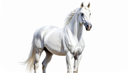 Obraz premium White Horse Galloping – Isolated on White Background