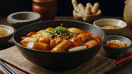 Korian food Tteokbokki with ramen noodles