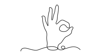 Obraz premium Minimalist continuous one line art of a hand making the ok gesture