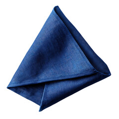 Folded blue linen napkin textile fabric png