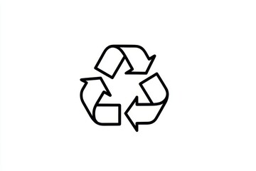Obraz premium Single line drawing of simple recycling symbol isolated on white background, minimalist eco-friendly concept.