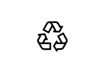 Obraz premium Single line drawing of simple recycling symbol isolated on white background, minimalist eco-friendly concept.