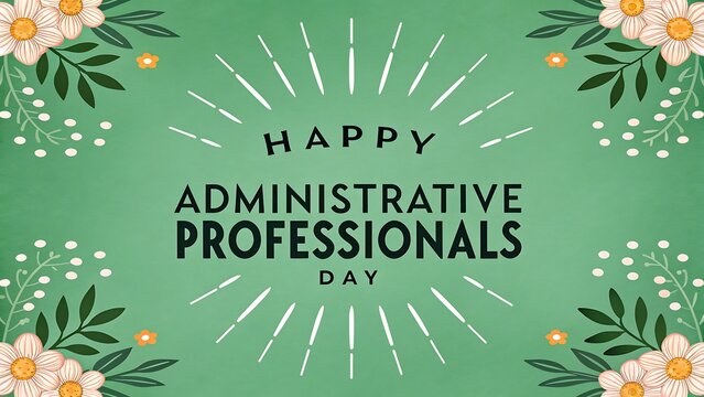 Happy administrative professionals day greeting card with flowers on green background
- Powered by Adobe