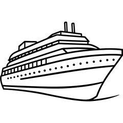 Luxury Cruise Liner Line Vector