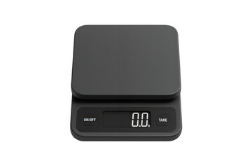 Black digital kitchen scale isolated on a transparent background for easy use