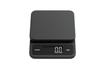 Black digital kitchen scale isolated on a transparent background for easy use