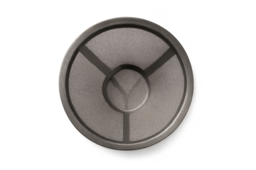 Grey Metal Filter Isolated on Transparent Background, Close-Up View, Modern