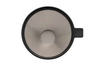 Top down shot of modern pourover coffee dripper isolated, on transparent background.