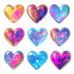 Heart shape hologram sticker png