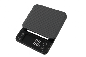 Digital kitchen scale isolated on a transparent background, for precise measurements