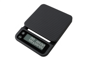 Digital coffee scale isolated on transparent background, minimalist design