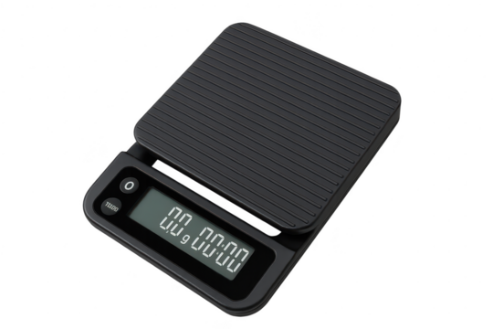 Digital coffee scale isolated on transparent background, minimalist design - Powered by Adobe