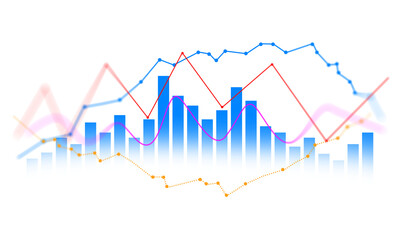 Fototapeta premium Transparent PNG stock market investment graph with business trading analytics and financial growth chart