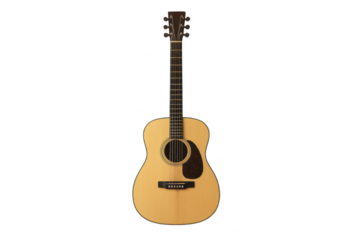 Classic acoustic guitar isolated on transparent background, musical instrument
