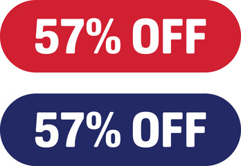Red button with fifty seven percent off promotion