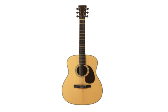 Classic acoustic guitar isolated on transparent background, musical instrument