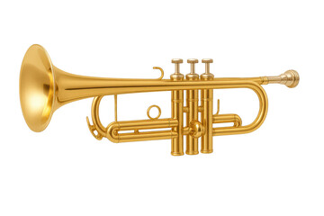 Obraz premium Shining golden brass trumpet musical instrument isolated on a transparent background