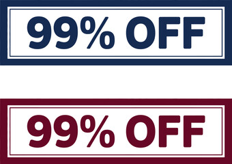 Ninety nine percent off in a blue bordered box