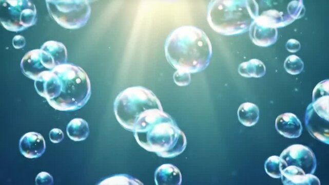 soap bubbles on blue background