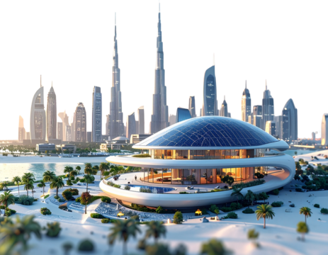 Abu Dhabi Skyline- Continuous Line Drawing, Tilt-Shift Miniature Effect Stock PhotoSm