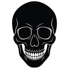 Fototapeta premium Illustration of a black skull with white teeth
