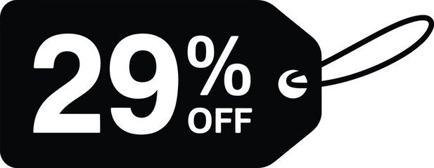 Black tag displaying a twenty nine percent off deal