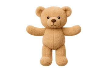 Fototapeta premium Cute fluffy brown teddy bear isolated on transparent background, ready for a hug