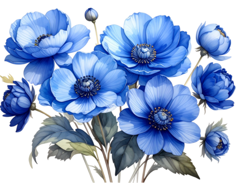 blue flowers png transparent background