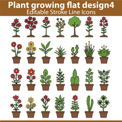 Plant Growing Flat Design Set 4 &ndash; Eco Lifestyle Vectors of People Planting Trees, Watering Plants, Gardening, and Nature Protection
