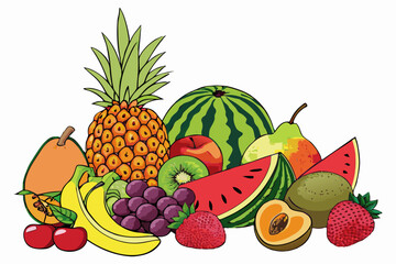 Tropical Fresh Fruit Collection - Vector Design 