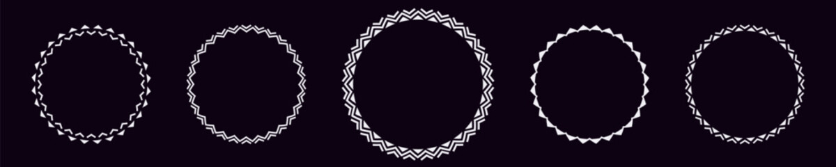 Five distinct african tribal circle frames for creative projects, enhancing design versatility. © Богдан Скрипник