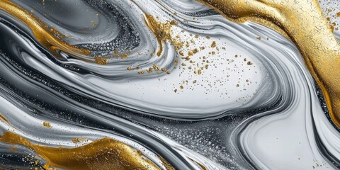 Colorful Abstract Background with Gold and Gray Liquid Patterns 