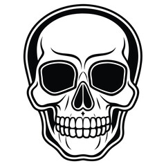 Obraz premium Detailed black and white illustration of a skull