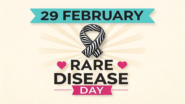 Rare disease day awareness illustration with ribbon and february 29 date design 
 - Powered by Adobe