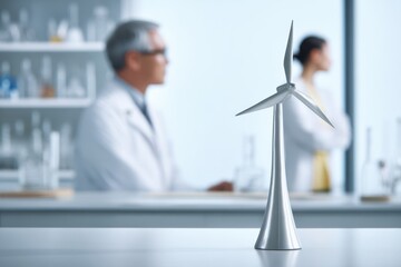 Renewable Energy Concept with Wind Turbine in Modern Laboratory Setting.