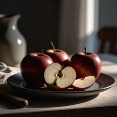 apples on the table, sliced