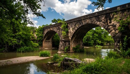 Fototapeta premium Stone arch bridge over a creek