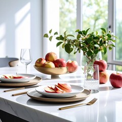 apples on the table, sliced