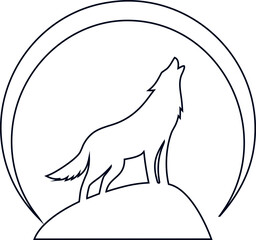 Modern howling wolf outline vector, ideal for outdoor adventure logos, wilderness branding, tribal tattoos, and wildlife graphics.