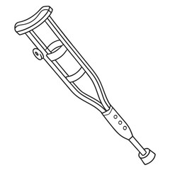 crutch isolated minimal line drawing