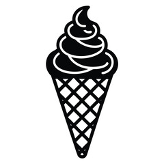 Black and white ice cream cone with swirl