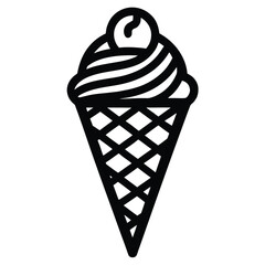 Ice cream cone with waffle pattern and cherry