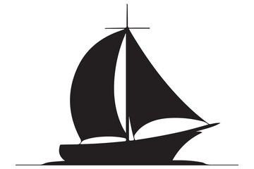 Sail boat logo silhouette vector design sailboat sailing ship outline minimal vector illustration
