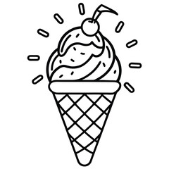 Illustration of a refreshing ice cream cone with cherry
