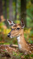 Close-up of a deer in autumn forest