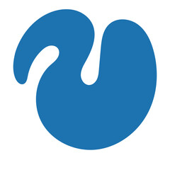 Abstract Blue Shape with Curving Lines and Smooth Edges.