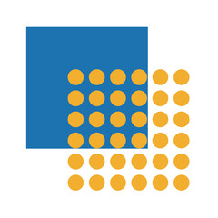 Blue Square and Yellow Circles Pattern Graphic Illustration.