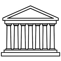 Fototapeta premium Parthenon outline drawing, minimalist style, vector design, copy space