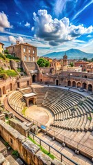 Ancient Greek ruins of Theatre of Catania in Sicily Italy